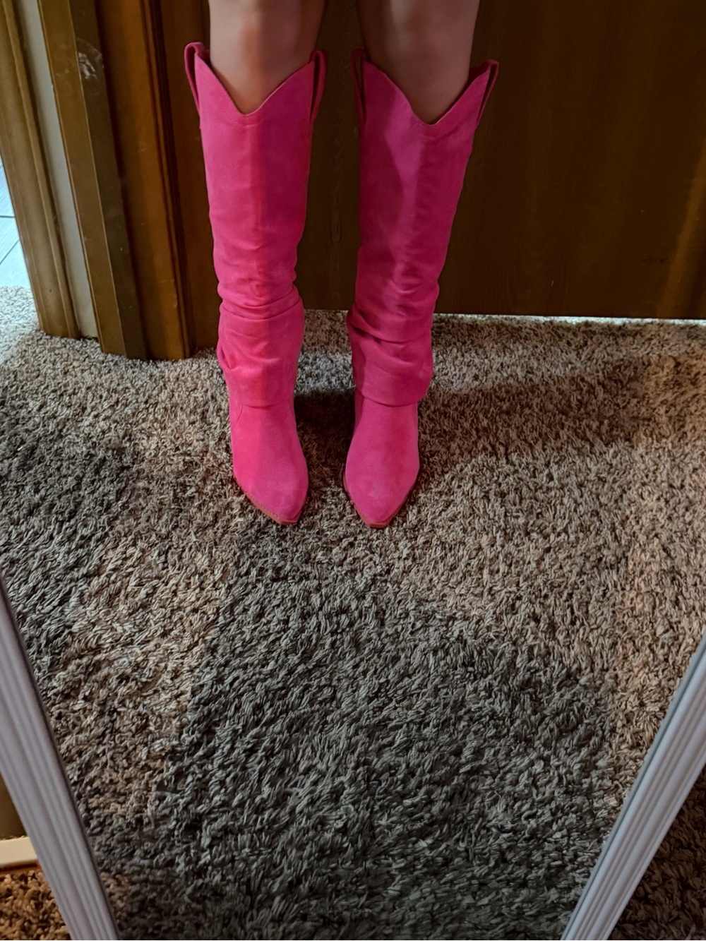 Women's Pink Suede Boots - Picture 3 of 6